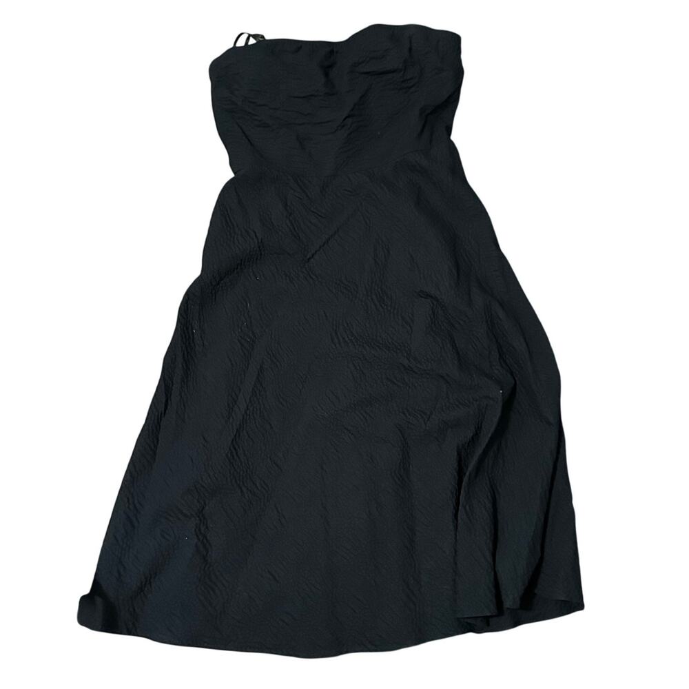 J. Crew Strapless Crinkle Dress Black Women's Size 8 Classic Minimalist